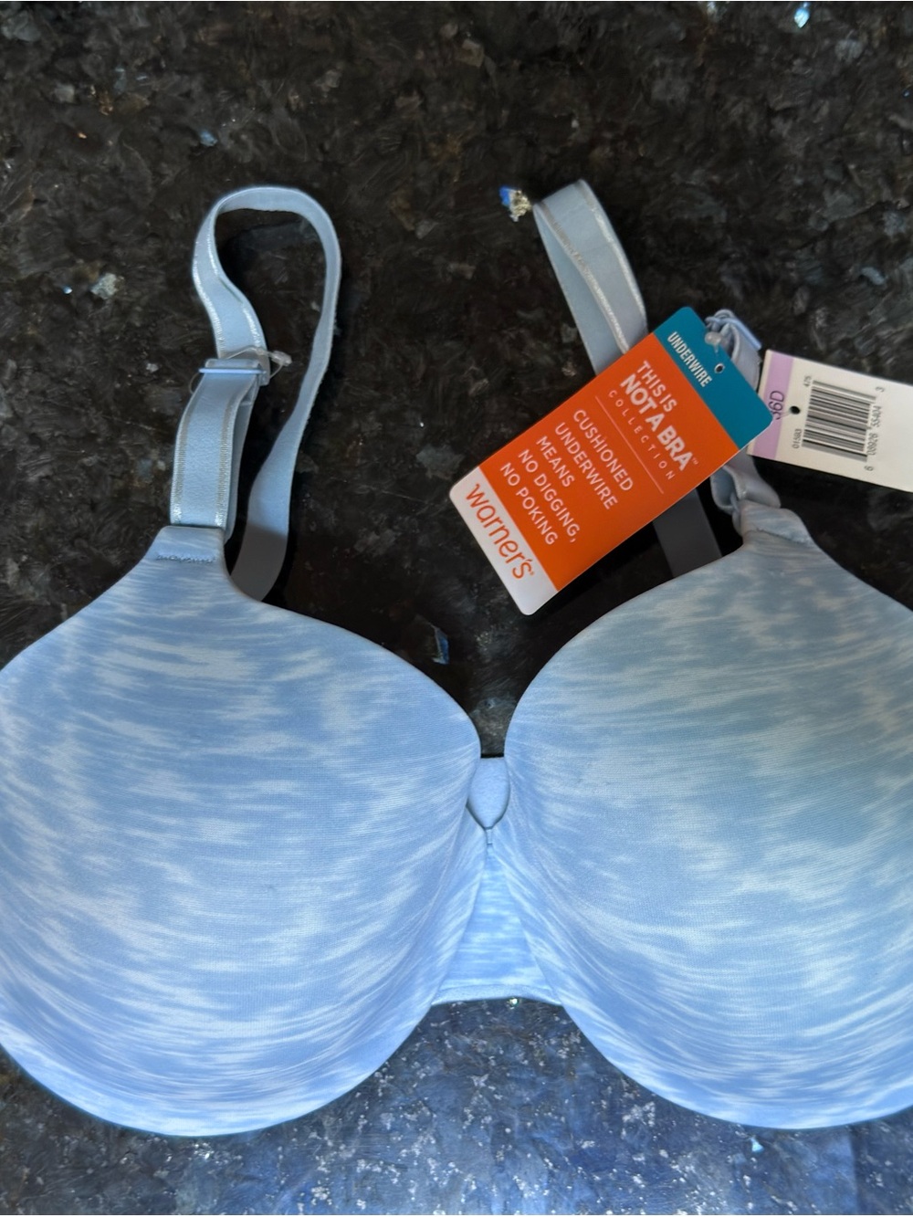 Warner's Heathered Light Blue "This is Not a Bra" satin Cushioned Underwire Bra